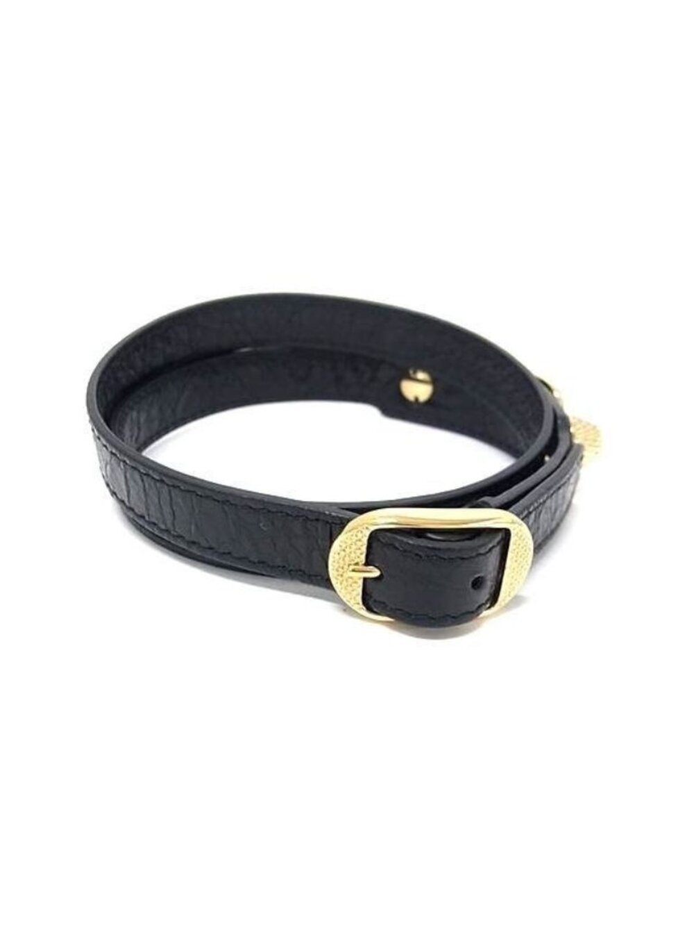 Balenciaga Bracelet Giant Black Leather 3 Row Studs Gold